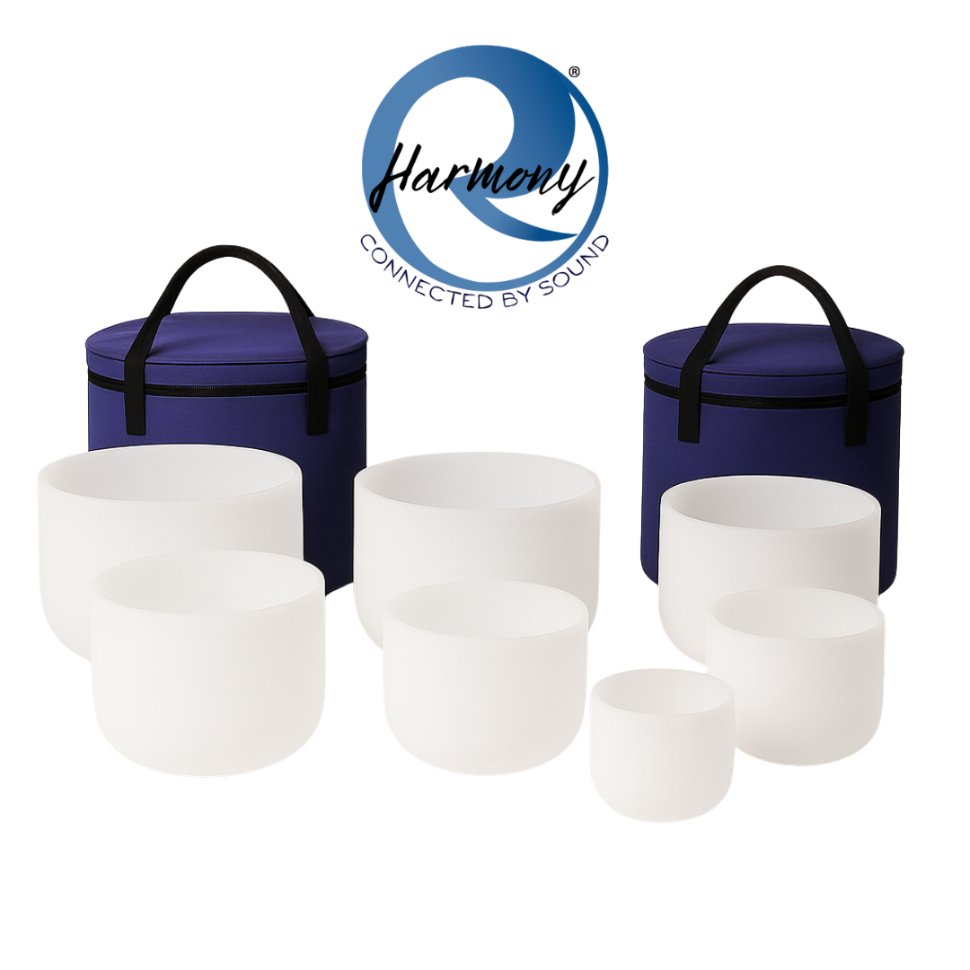 432Hz White Crystal Singing Bowl Set – 6″ to 12″ (7 pcs)