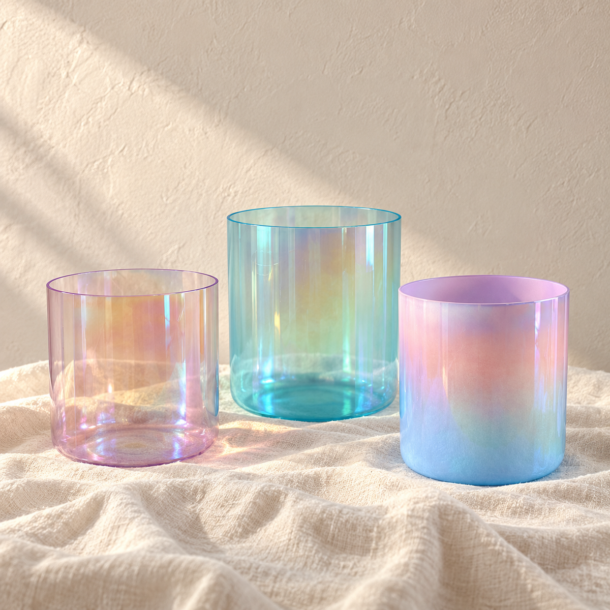 Pastel Horizon three-bowl set by Aura Bowls, styled product image