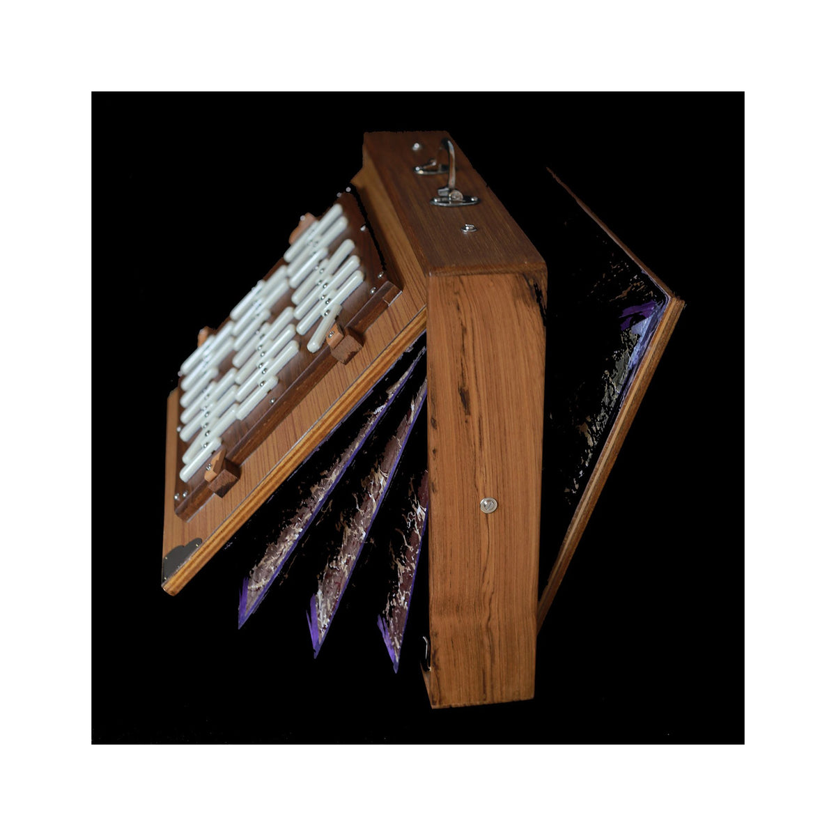 36 key shruti box showing the key sliders
